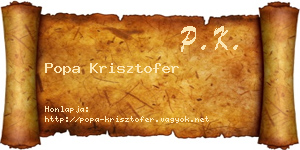 Popa Krisztofer névjegykártya